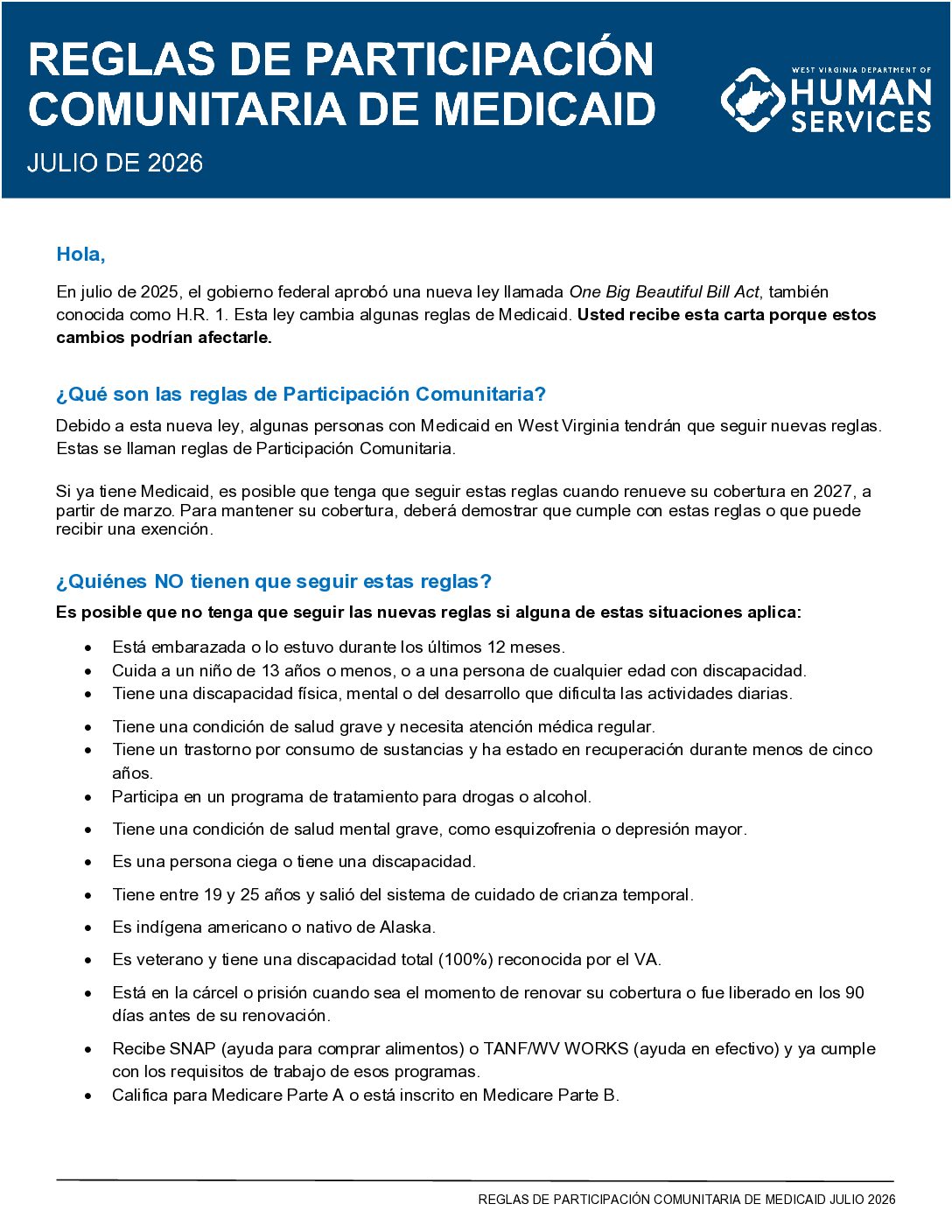 Member Outreach Letter - Español