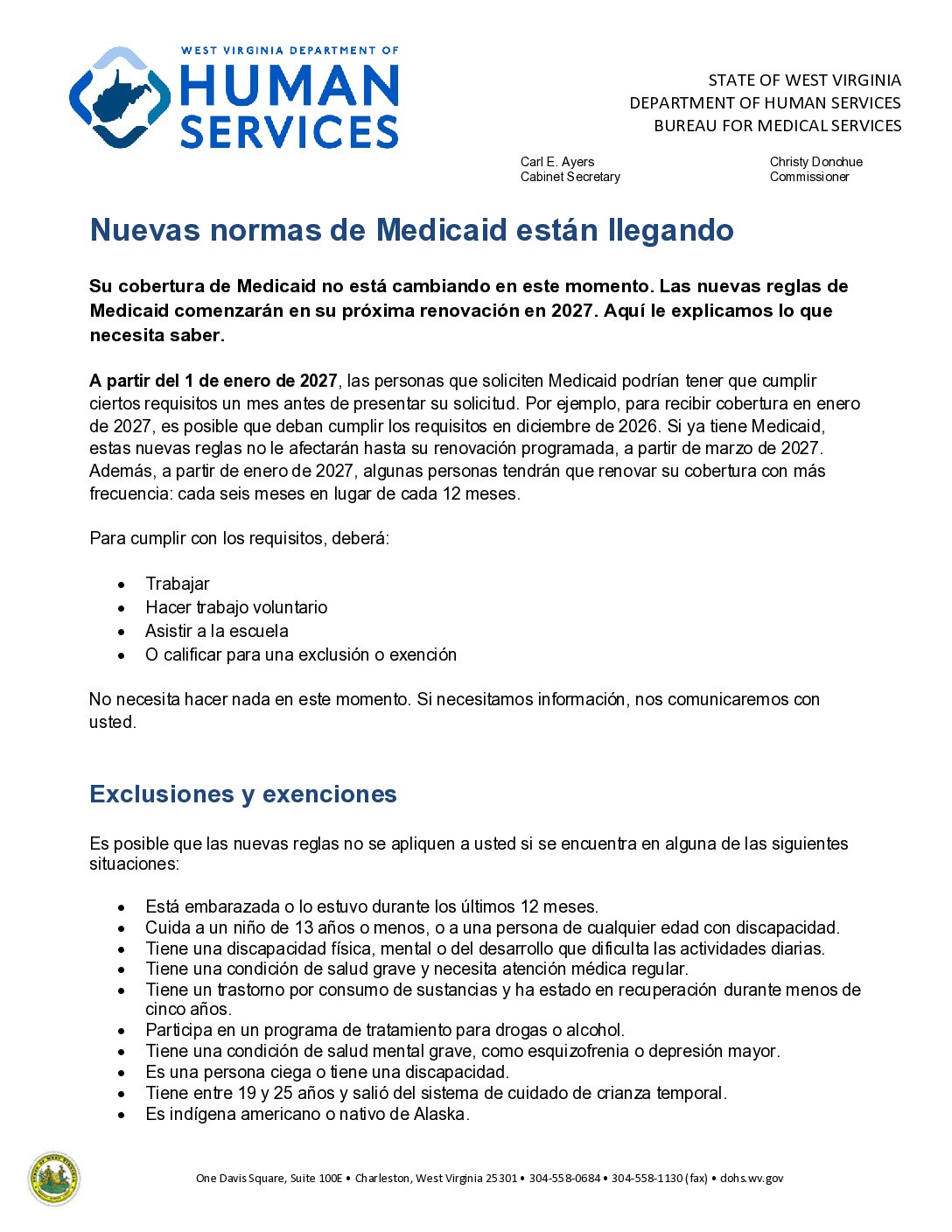 New Medicaid Rules Notice - Español
